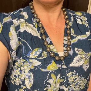 Silver Pewter-Colored Beaded Ball Chain Necklace Metal